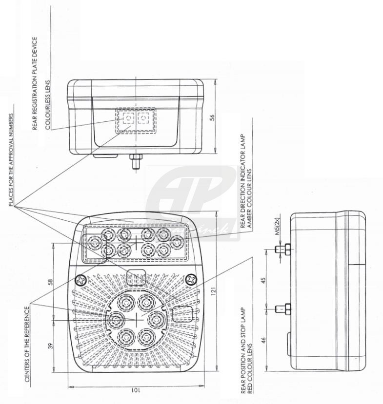Koncové světlo W18/475 LED  12/24V s osvětlením SPZ