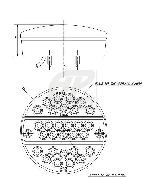 Koncové světlo W19d/289O LED 12 V s eliminací chyb. hlášení