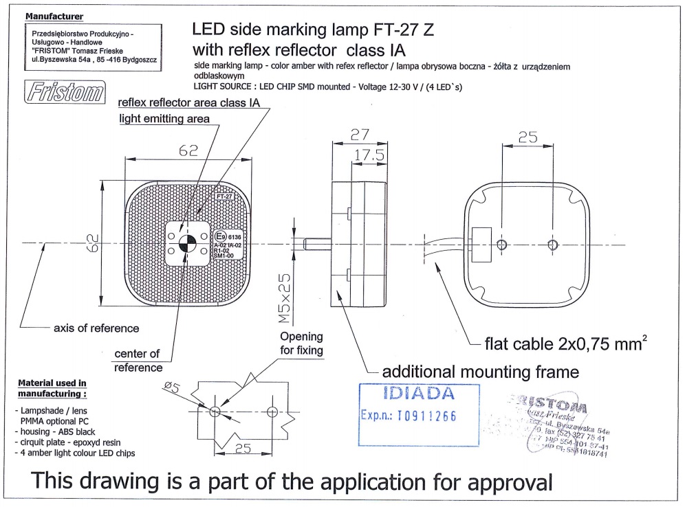 Pozička FT-027 LED červená 12/24V