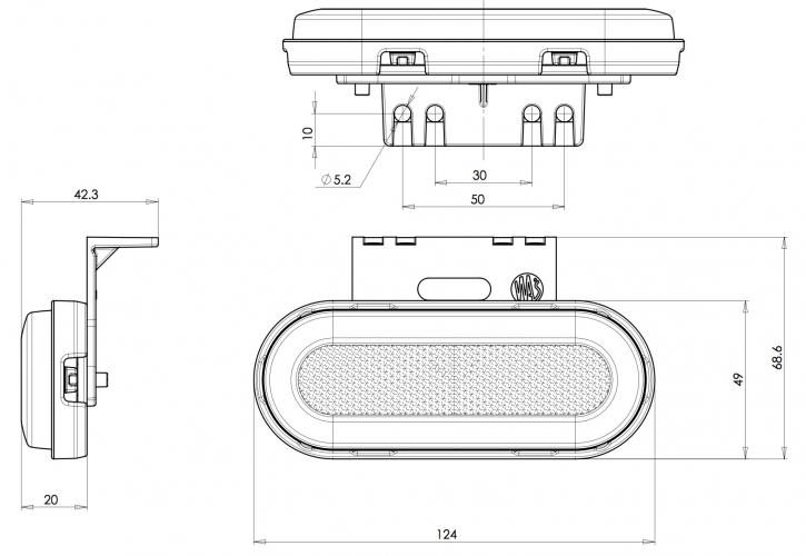 Poziční světlo W198/1420 oranžové+blinkr LED 12/24V