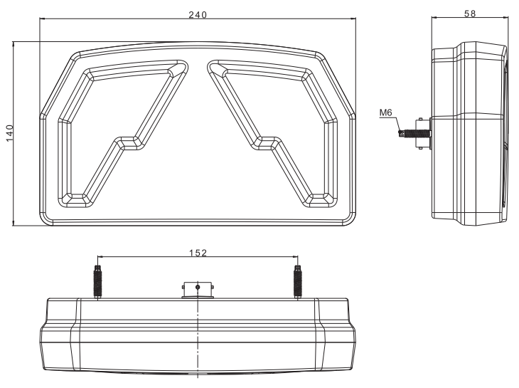 Koncové světlo FT-371, 12V LED 3-funkční, s Odporem (CANBUS) L/P 5pin BAJONET