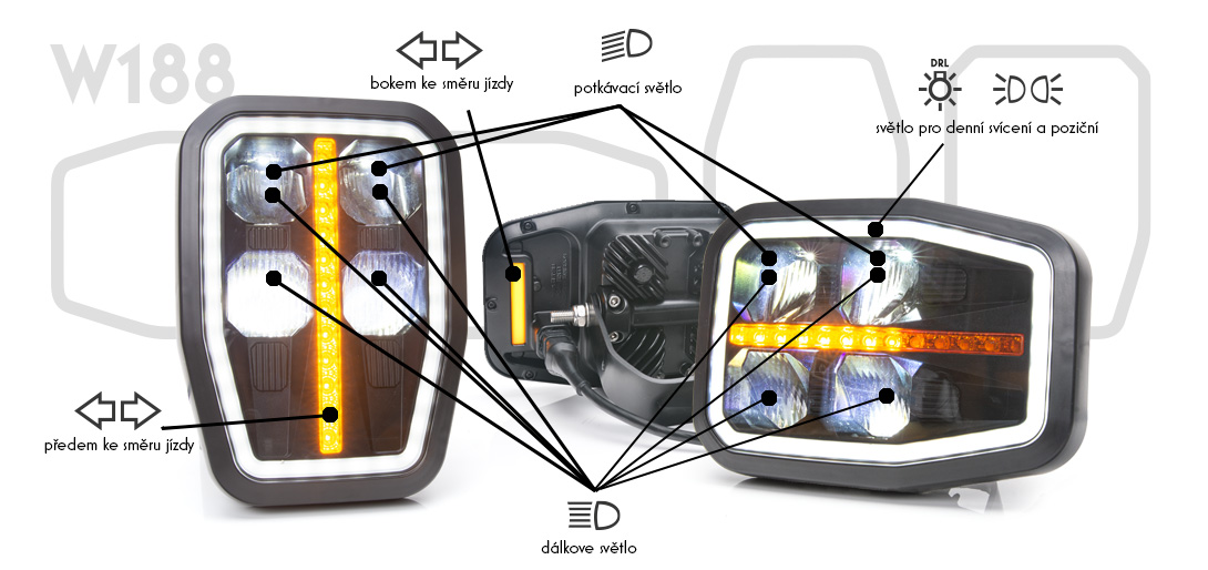 Přední LED světlomet  W188DD/1336A pravý