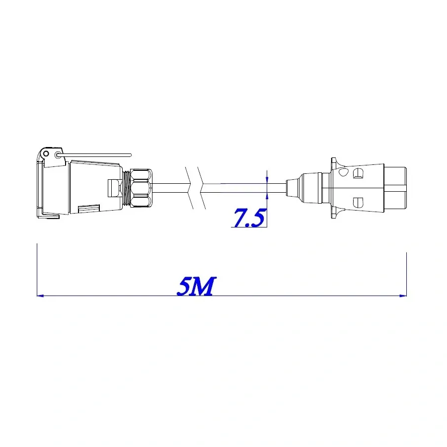 Kabel prodlužovací zástrčka/zásuvka 7pin 5m