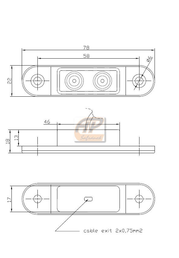 Pozička FT-015 LED červená 12/24 V