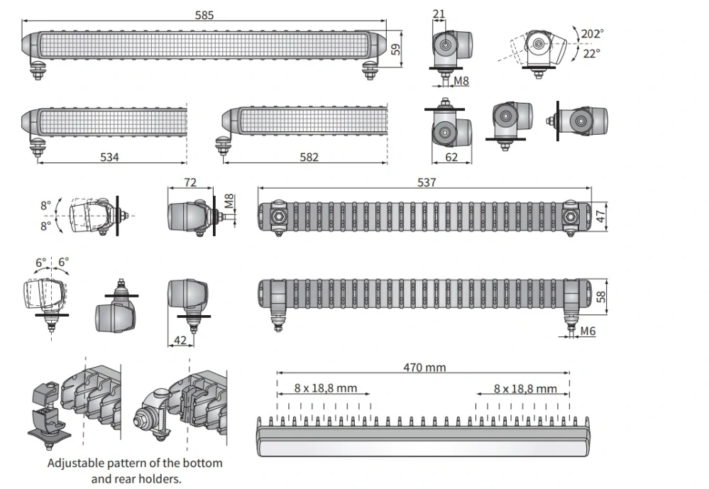 Profi pracovní rampa  LED 537x47-72° 14000lm 12/24V