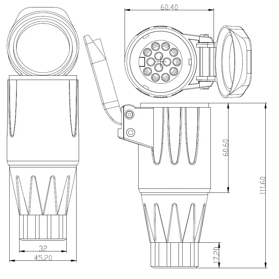 Zásuvka 13pin 12V na kabel