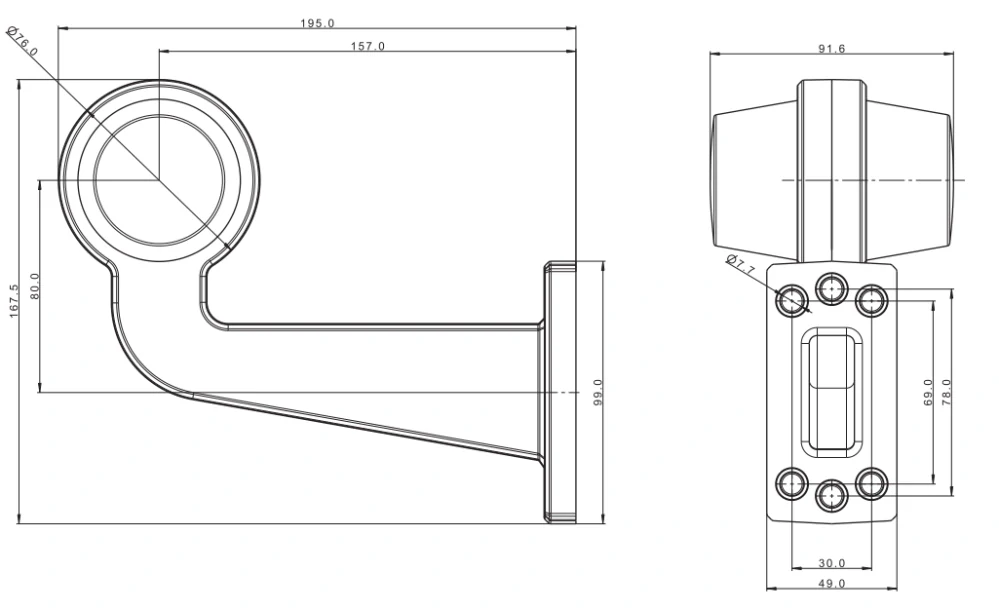 Poziční světlo FT-147 F bílé/červené pravé LED 