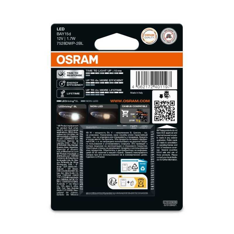 LED 12V 21/5W BAY15d OSRAM blistr 2ks čirá