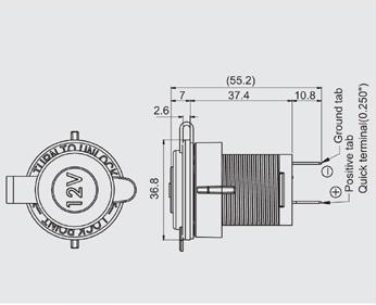 CL zásuvka do panelu kulatá max 20A 12/24V