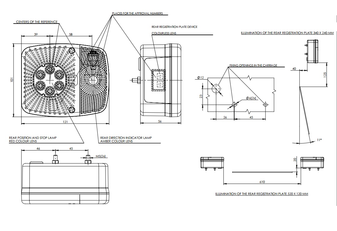 Koncové světlo W18/478 LED/žárovkové 12/24V