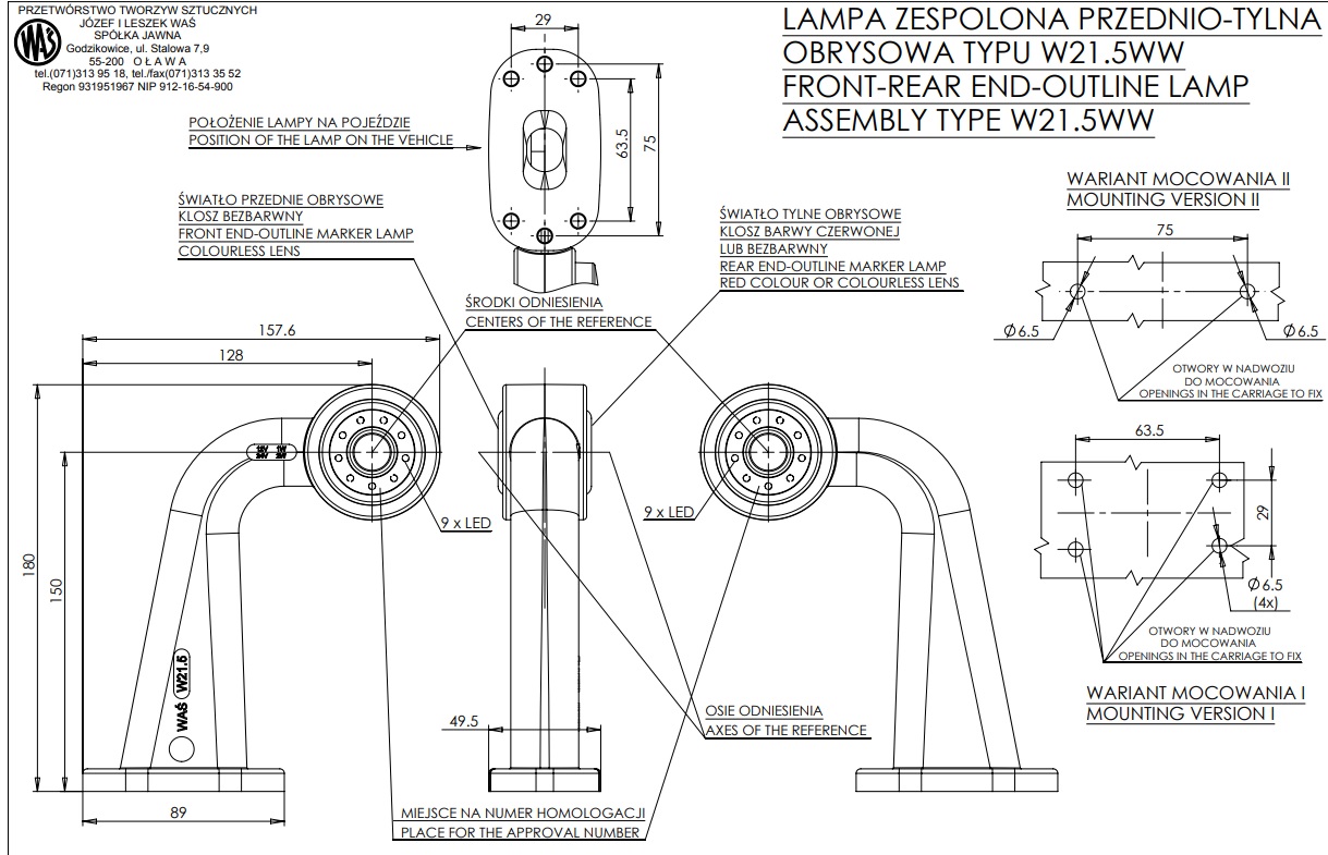 Tykadlo W21.5ww/508bc levé LED 12/24V