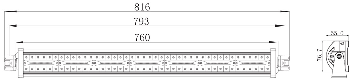 Světlomet LED 75W rovný 210xLED 12-30V, 76 cm