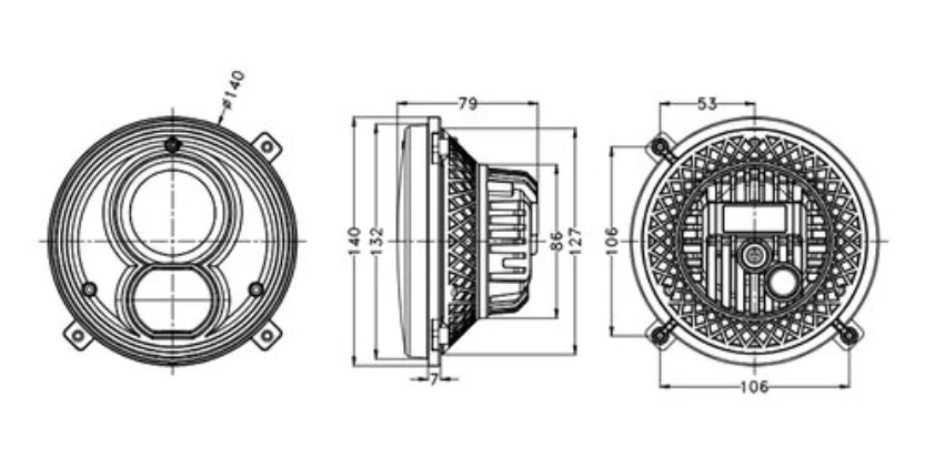 Přední LED světlomet 60W – potkávací a dálkové světlo – kulaté – pro Massey Ferguson