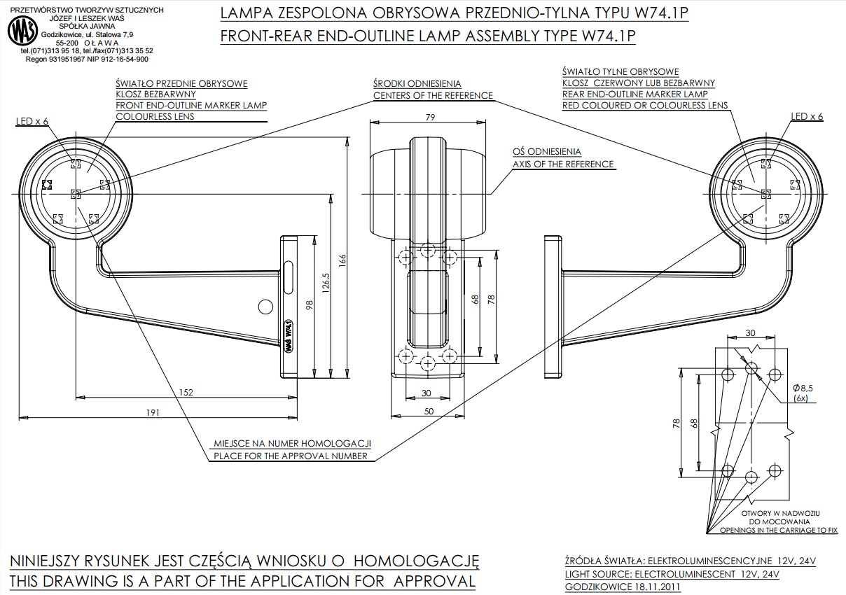 Pozička tykadlo W74/543bcP pravé LED 12/24V