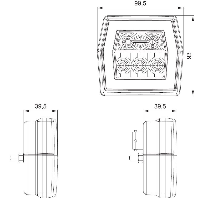Koncové světlo FT-122T s osvětlením SPZ LED 12/24V BAJONET 5pin