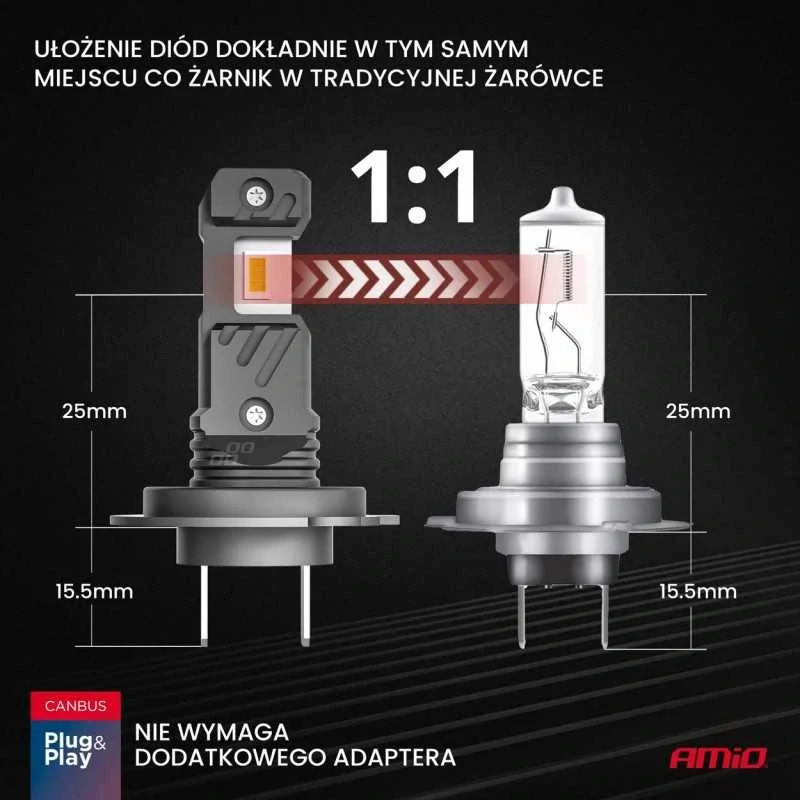 2ks žárovka LED H7/H18 12V 2800 lm HYBRID
