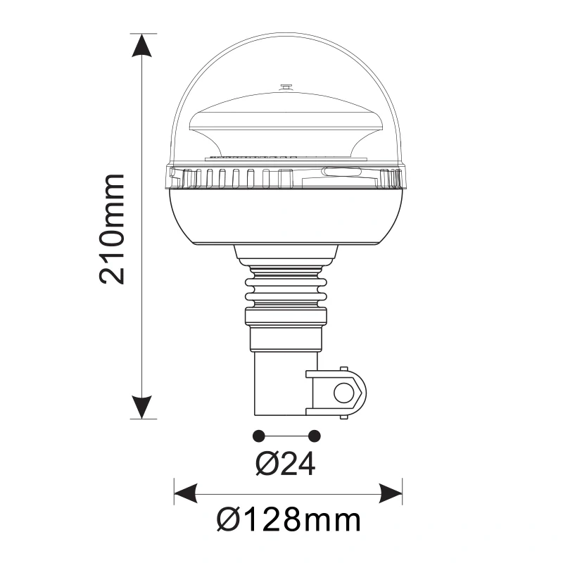 Maják LED na tyč, 12/24V, 210mm, 3 programy