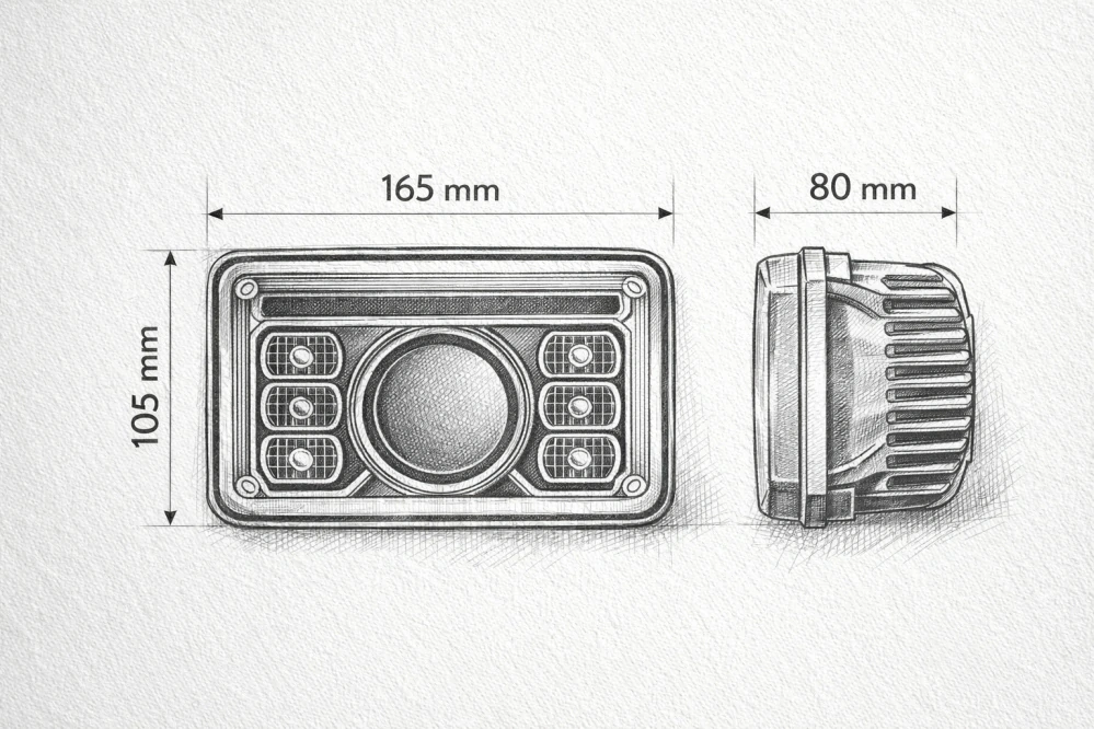 Přední LED světlomet vestavěný 69W, JD, Massey, U-držák