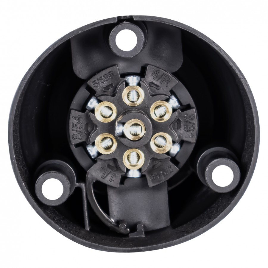 zásuvka 12V 7 pin plastová, kulatá