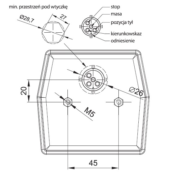 Koncové světlo FT-122T s osvětlením SPZ LED 12/24V BAJONET 5pin