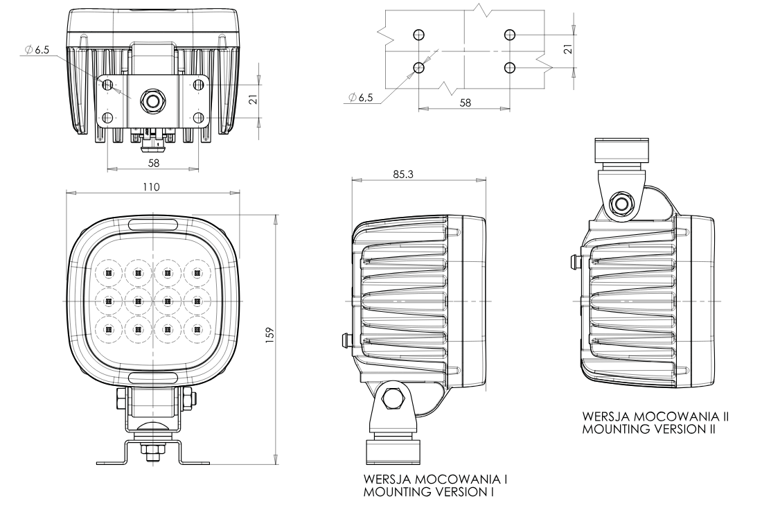Pracovní světlomet W130/1207  Deutsch LED 7000lm 12/24V