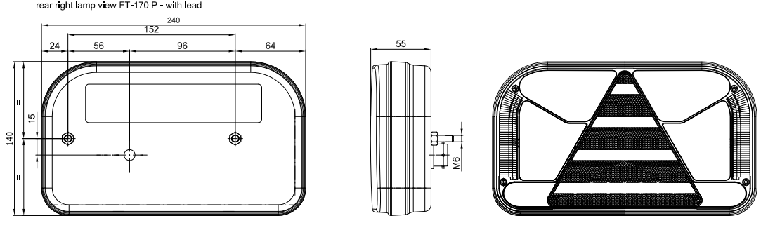 Zadní svítilna sdružená FT-170 P TB, s osv. SPZ