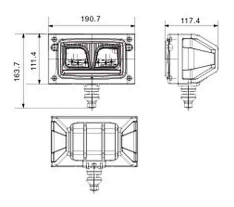 Přední Full-LED světlomet univerzální, 191x111x117mm 12/24V 68W