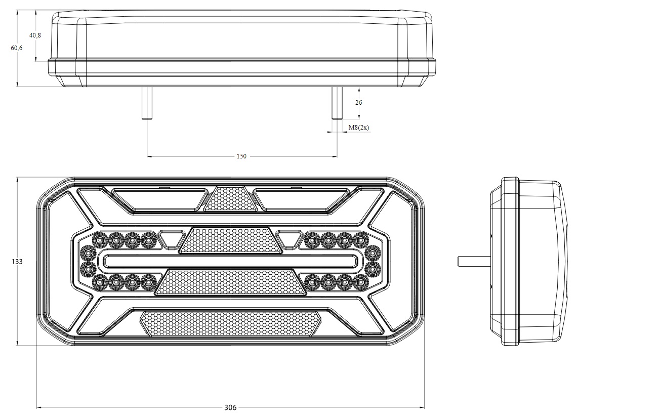 Koncové světlo W184DD/1280 pravé LED 12/24V s dynamickým blinkrem