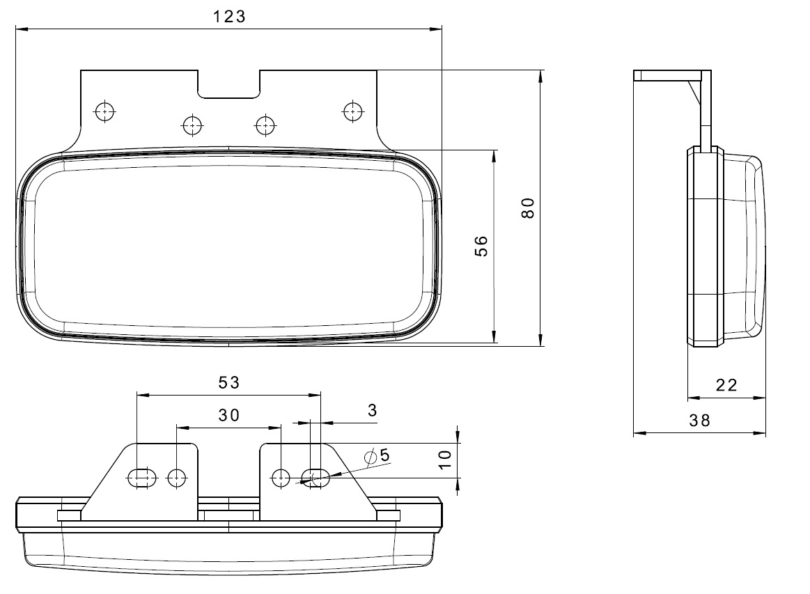 Poziční + boční směrové světlo FT-080+K oranžové LED 12/24V