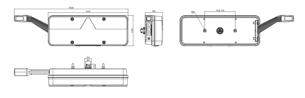 Koncové světlo FT-500/136 levé + tykadlo FT-145 LED 12/24V