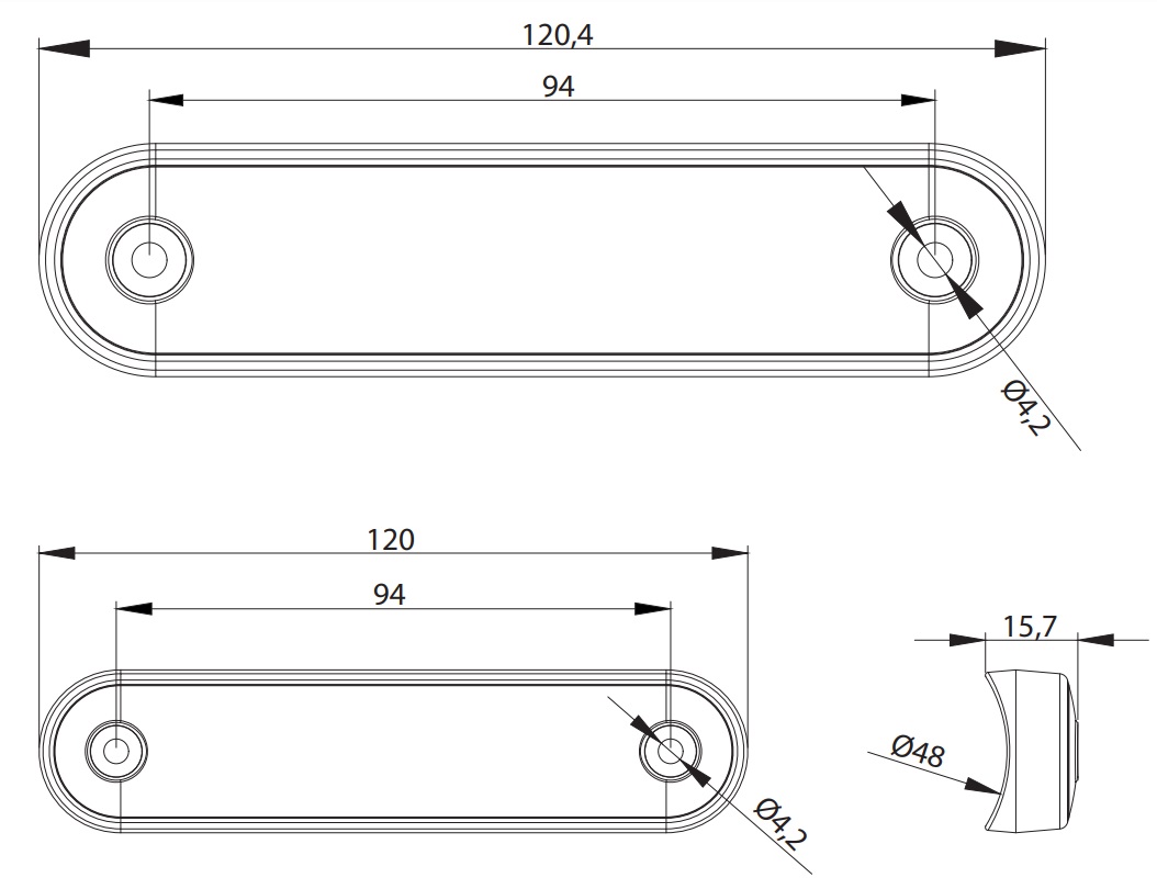Pozička FT-073 LONG LED oranžová 12/24V