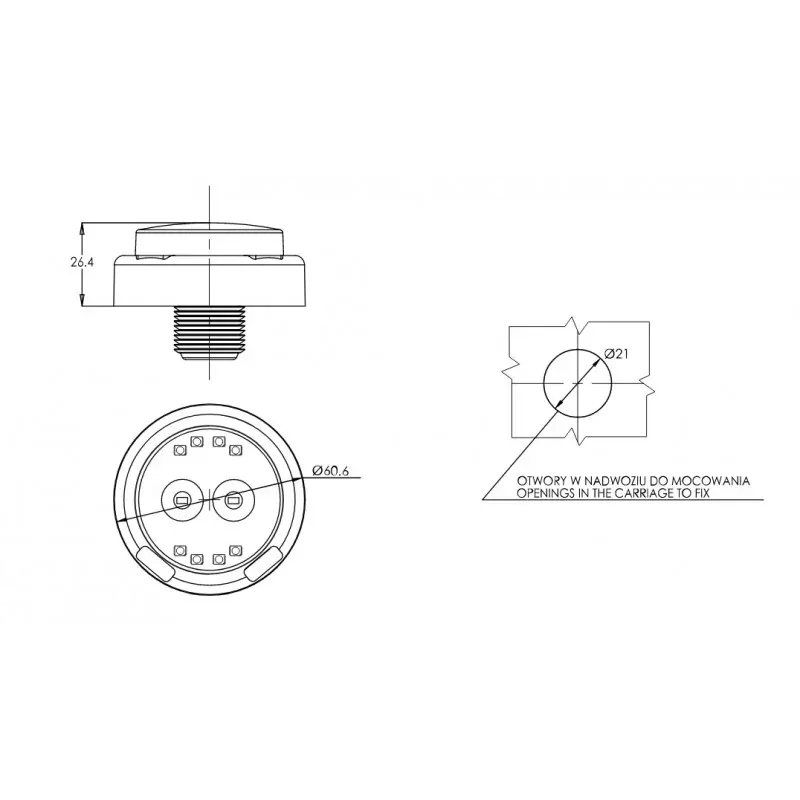 Koncové světlo LED W238 č.1533 R S1 2A (obrys, brzda, směr)