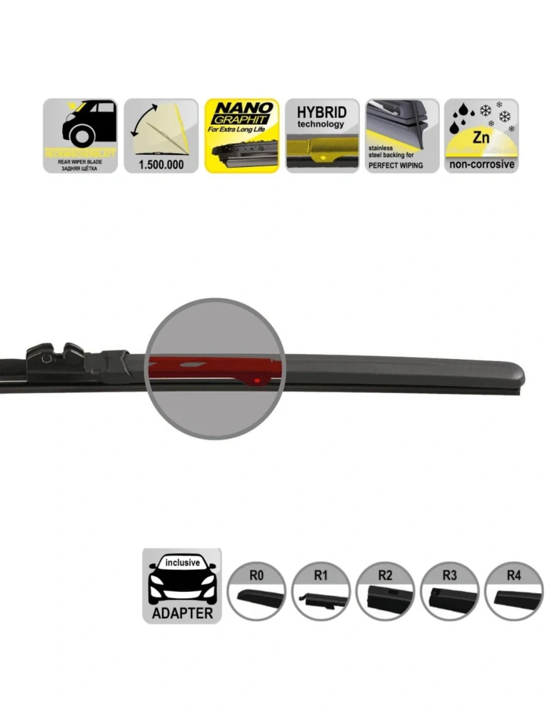 Stěrač zadní 300mm, včetně adaptérů ALCA