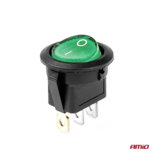 Přepínač kulatý zelený 12V/24V 20A